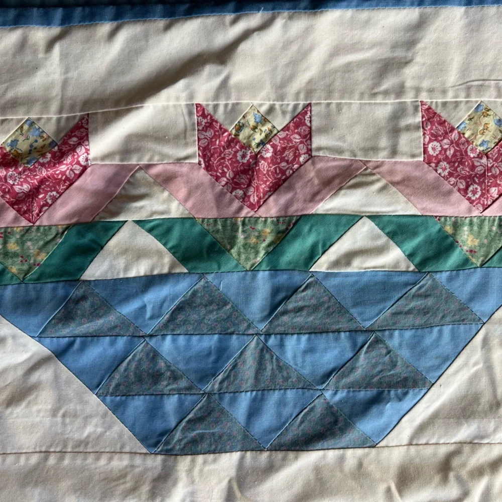Vintage American Pacific Quilted Patchwork Placemats – Set of 4 Blue Farmhouse